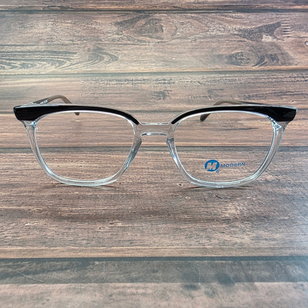 Modern Welcome Eyeglasses‎ Crystal Black Square Frame 49/19/140 Demo Lenses